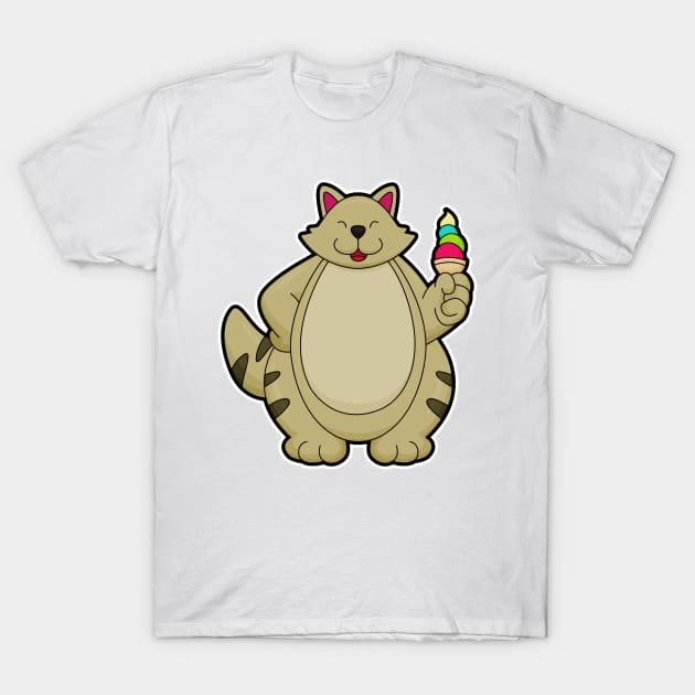 Cat with Waffle ice cream T-Shirt by Markus Schnabel